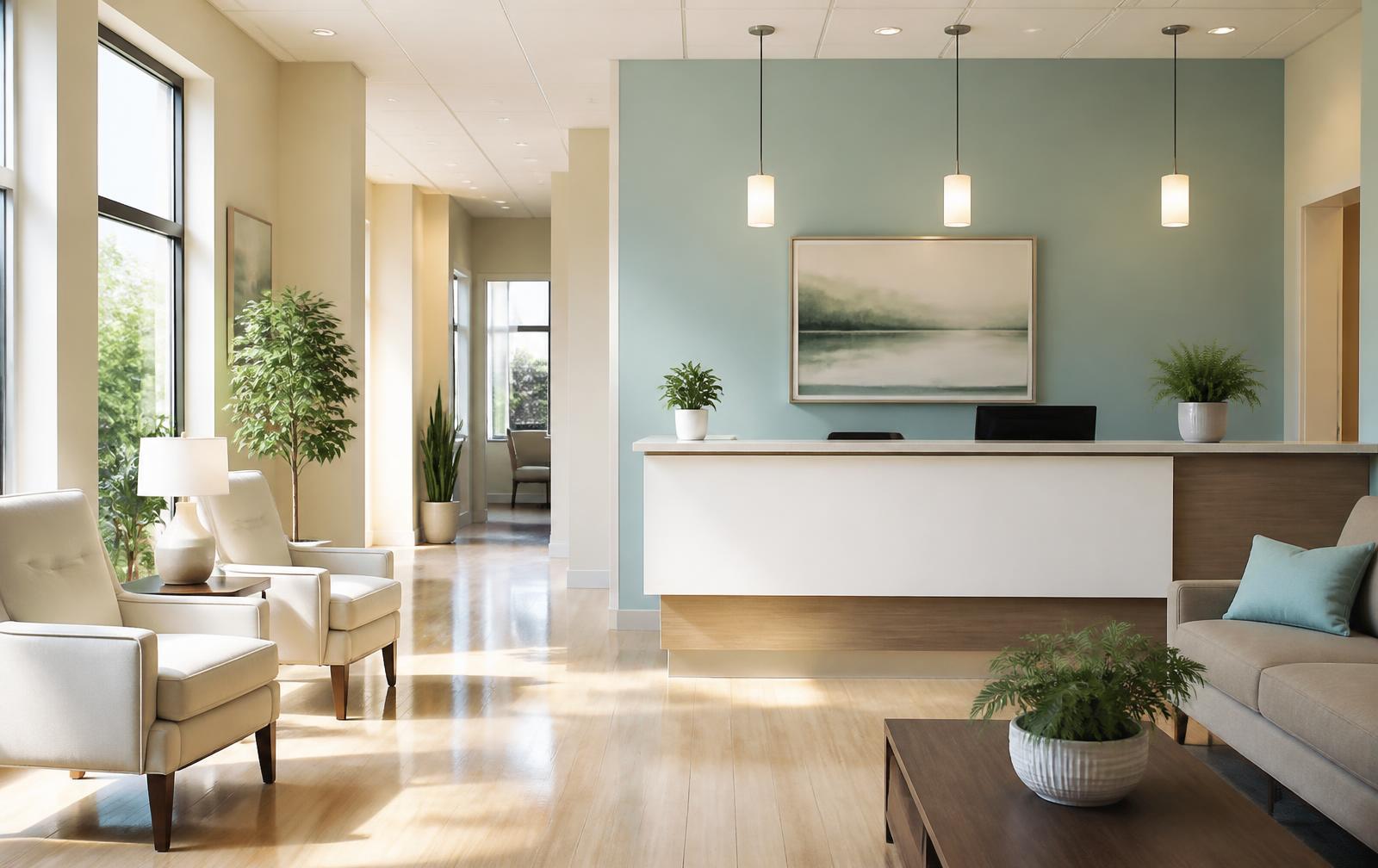 Modern office reception, freshly cleaned